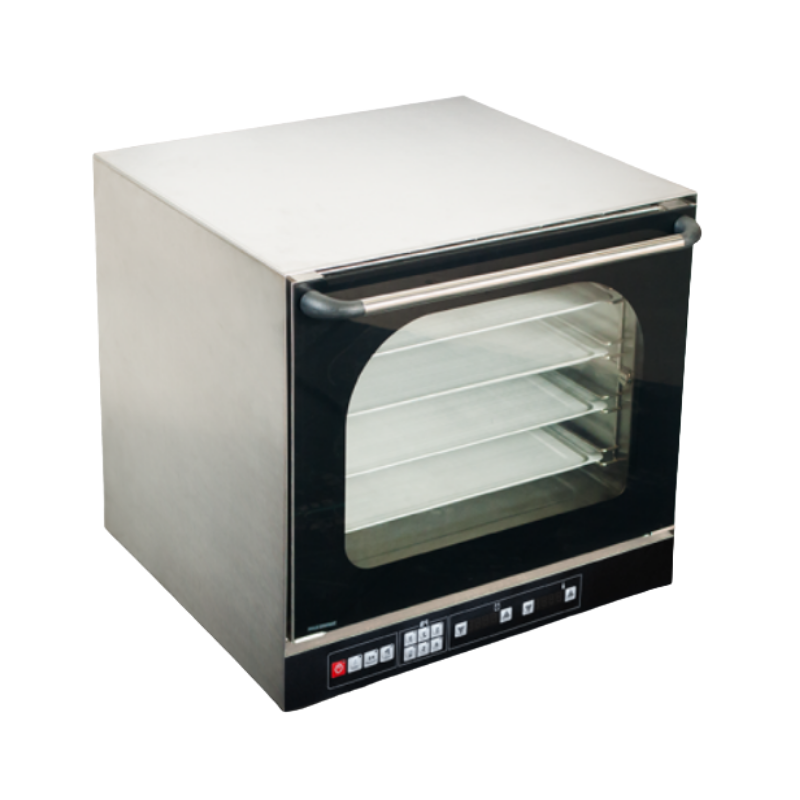 Horno Convector Simpa
"•Lateral y techo en cincalum, frente acero inoxidable
•Totalmente programable
• Programación de temperatura y tiempo de 2 a 5 etapas de cocción
• 4 Bandejas 44 x 33 cm
• Temperatura 50° - 300° C
"Ancho 59.5 cm: Alto: 57 cm Profundidad: 53 cm
