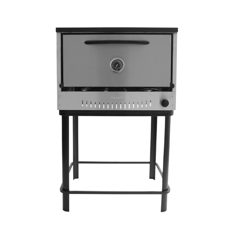 Horno 12 M pastelero Depaolo
•Puerta desmontable con manija, bisagras y pirómetro
•Gabinete: acero esmerilado
• Interior enlozado
• Piso con tejuelas refractarias
• 3 Rejillas extraíbles 
• 1 Válvula
• Aislación lana mineral
• Base desarmable"
" Ancho: 82cm Alto: 60 cm Profundidad: 85 cm