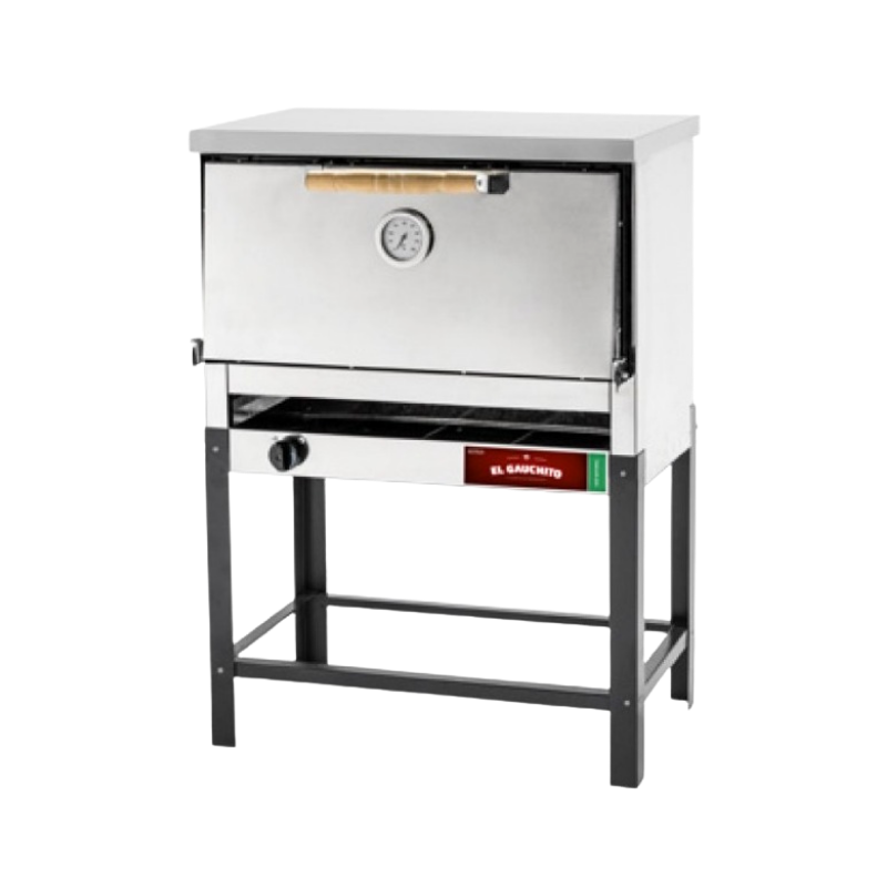 Horno 6 M con calienta plato gratinador Sol Real
"•Puerta desmontable con manija de madera, bisagras y pirómetro
•Gabinete 100% acero esmerilado
• Interior enlozado
• Piso con tejuelas refractarias
• 3 Rejillas extraibles 70 x 37cm
• 5 velas  - 1 Válvula
• Aislación lana mineral
• Base desarmable
"Ancho: 84 cm Alto: 1.22 cm Profundidad: 45 cm 