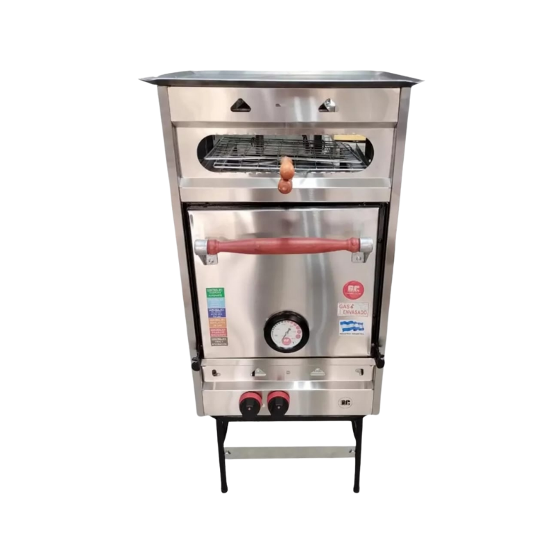 Horno 3 M Multiple GC
"• Exterior acero inoxidable.
• Frente Puerta de acero Inoxidable.
• Termómetro analógico
• Base de apoyo Reforzada desmontable
• quemadores tubulares
• 1 llave de comando industrial de bronce con perilla de baquelita
• Piso de ladrillos refractarios.
• 3 estantes movibles de Hierro
• Medida con base 1,19 mts
" Ancho: 47 cm Alto: 84 cm Profundidad: 41 cm