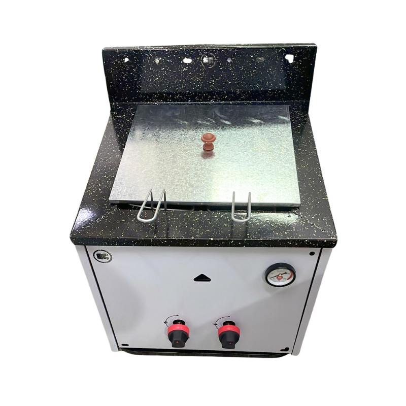 Freidor 33 lts GC
"• Frente acero inoxidable.
• termómetro.
• 2 robinetes
• Tacho enlozado
• 2 canasto
" Ancho: 354 cm Alto:90 Cm Profundidad: 54 cm