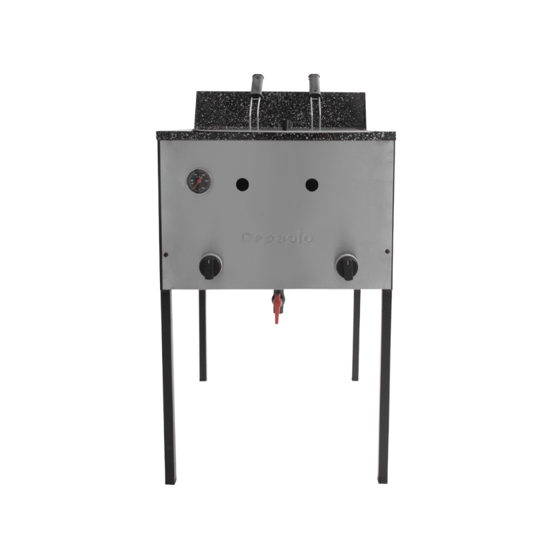 Freidor 33 lts Depaolo
"• Frente acero
• Tacho enlozado
• Termómetro 
• Esclusa para desagote
• 2 Canastos
• Uso con agua y aceite
" Ancho: 59cm Alto: 1mts Profundidad: 65cm