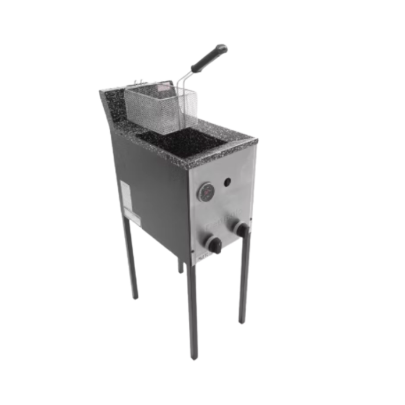 Freidor 8 lts Depaolo
"•Frente acero
• Tacho enlozado
• Termómetro 
• Esclusa para desagote
• 1 Canasto
• Uso con agua y aceite
"Ancho: 31 cm Alto:  87 cm Profundidad: 59 xm