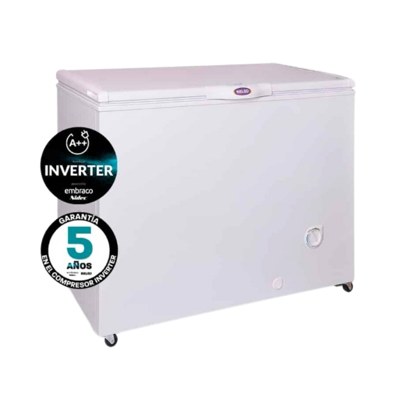 Freezer FIH 350
"• Compresor de última generación (Inverter)
•Termostato múltiple (enfriador/conservadora/freezer/frio extremo)
• Canastos plásticos
• Puerta robusta con manija ergonómica
• Exterior/interior: electrozincado- prepintado blanco
• Condensación: estática
• Desagüe frontal
• Evaporador:
• Canastos plástico
• Ruedas alta resistencia
"Ancho: 1.13 mts Alto: 95.5 cm Profundidad: 69 cm 
