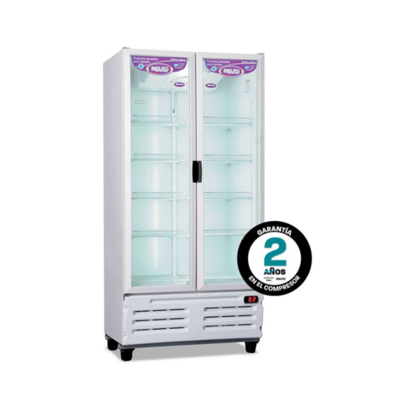 Exhibidora MT 26
• Doble vidrio templado 
• 10 estantes móviles
• Led interior
• Digital con indicador de temperatura
• Condensación: Aire forzado
• Evaporador: Aletado con ventilador axial
• Capacidad 765 lts
Ancho: 1 mts Alto: 2.10 mts Profundidad: 66.5cm