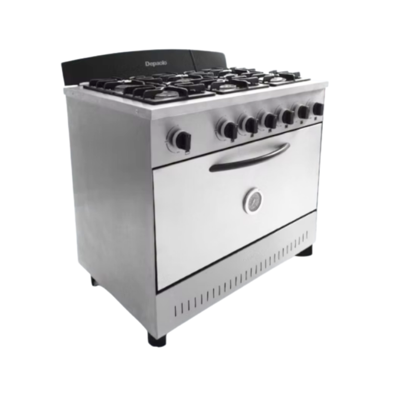 Cocina 6 hornallas ciega rejilla fundición Depaolo
• Acero inoxidable.
• Rejilla fundición.
• Horno con piso ladrillo refractario.
• 2 Estantes móviles.
• Pirómetro.
• válvula seguridad en horno
" Ancho: 90 cm Alto: 84 cm Profundidad: 65 cm