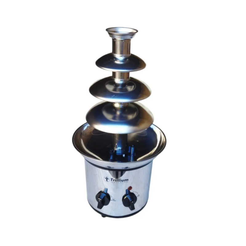 Cascada de chocolate Trillium
"• Material: Acero inoxidable.
• 4 Pisos
• Potencia 350w (calienta rápido y mantiene el chocolate a punto justo.
• No apta para queso"
Ancho: 21cm Alto: 45cm Profundidad: 21cm