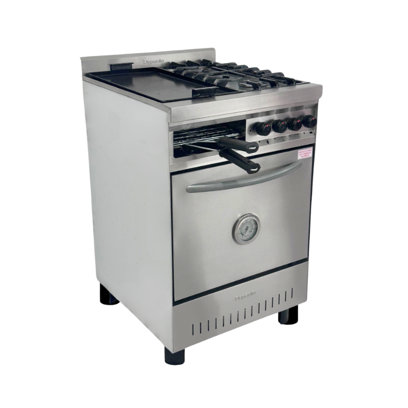 Cocina 2,plancha Delizia con tost RF Depaolo
"• Acero esmerilado
• Rejillas fundición
• Horno con piso ladrillo refractario
• 2 estantes móviles
• Pirómetro analógico                                                                                                                  
• Válvula de seguridad
• Plancha bífera lisa
"Ancho: 57 cm Alto: 84 cm Profundidad: 65 cm