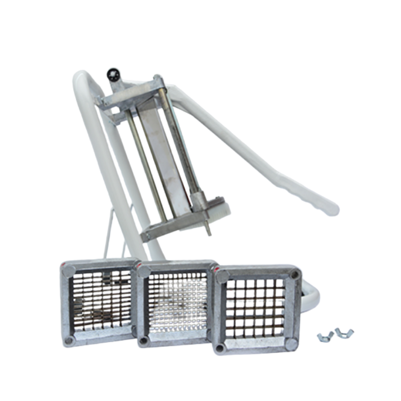 Cortadora de papas vertical Nativa
• 3 cuchillas de acero inoxidable.
• Cortes: Pai 6x6mm, Baston 6x12mm y baston 12x12mm
• Estructura robusta en aluminio y caño estructural con acabado de pintura epoxi horneada
Ancho: 25 cm Alto: 44 cm Profundidad: 48cm