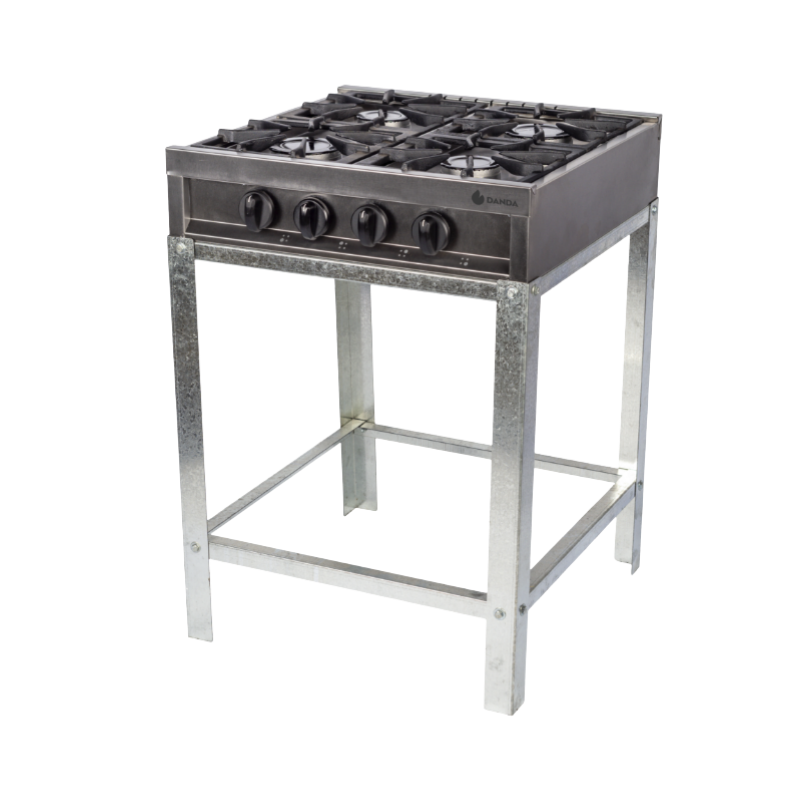Anafe 4 hornallas Danda
• Acero inoxidable
• Rejillas fundición aluminio
• Bandeja antiderrame desmontable
• Base desarmable