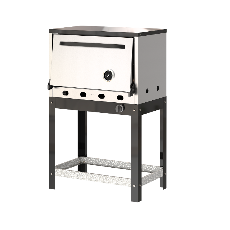 Horno 6 moldes Kuma
• Capacidad para 6 moldes de pizza.
• Exterior en acero, duradero y fácil de limpiar.
• Techo enlozado resistente.
• Estructura reforzada con hierro ángulo en puerta, marco y base para mayor robustez.
• Piso en ladrillos refractarios para óptima retención y distribución del calor.
• Comando general con perilla para manejo seguro.
• Puerta con mango aislante que facilita un manejo seguro y cómodo.
• Pirómetro sensible montado en la puerta para control exacto de la temperatura.
• Cuatro quemadores de caño redondo que aseguran una distribución uniforme del calor.
• Base de apoyo desarmable para facilitar la instalación y transporte.
• Válvula de seguridad incorporada para mayor protección durante su uso.
• Entrada de gas convencional de 1/2 pulgada.
• Potencia de 8.900 cal/h que garantiza una cocción eficiente y rápida.